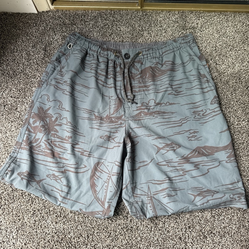 Quiksilver Gray and Brown Board Shorts Lightweight Swimwear